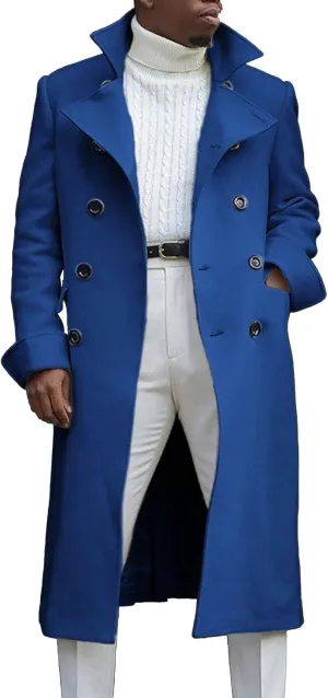 Mens Wool Blend Trench Coat Single Woolen Double Breasted Extended Coat men coat Men'S Trench Rain Coats