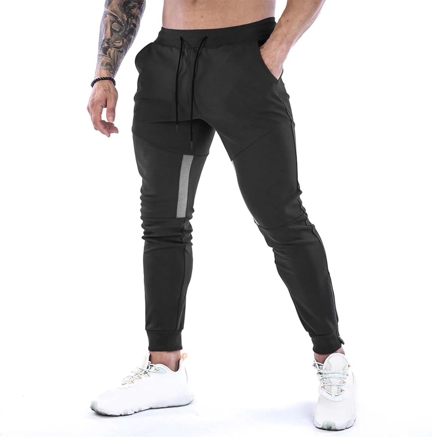 MIDOO Mens Fleece Sweatpants Tall Casual Solid Jogger Pants Lightweight Breathable Joggers Straight Leg Workout Pants