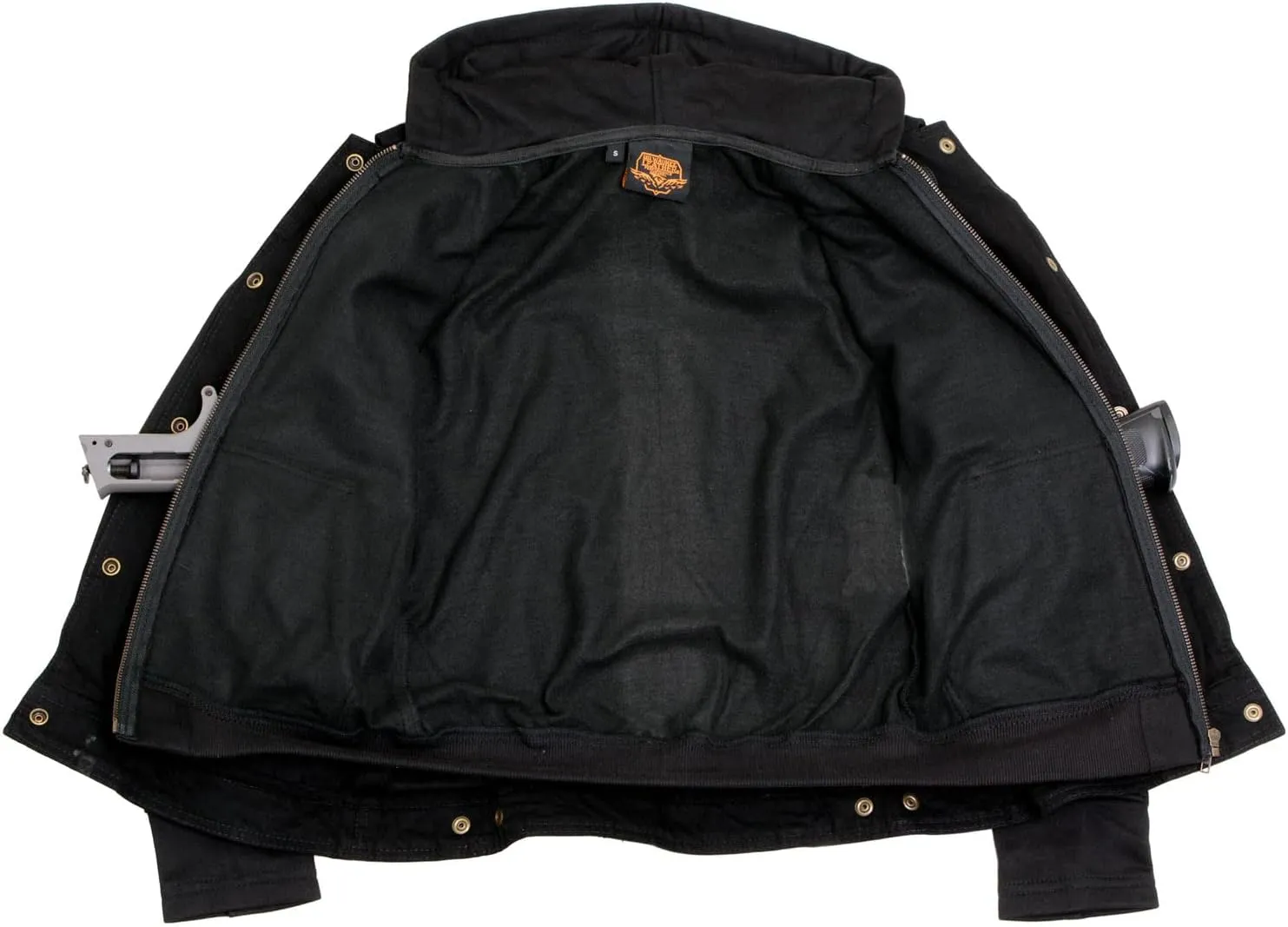 Milwaukee Leather MDL4002 Women's Black Denim 2 in 1 Shirt Style Collar Motorcycle Rider Vest W/Removable Hoodie