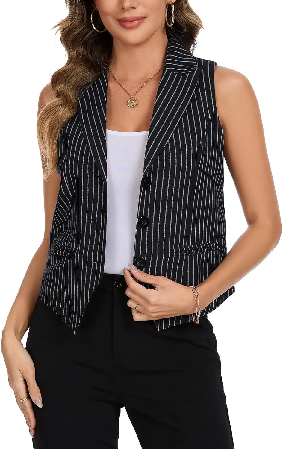 MINTLIMIT Waistcoat Vest for Women Fully Lined Button Down V Neck Formal Dressy Suit Vests with Pockets