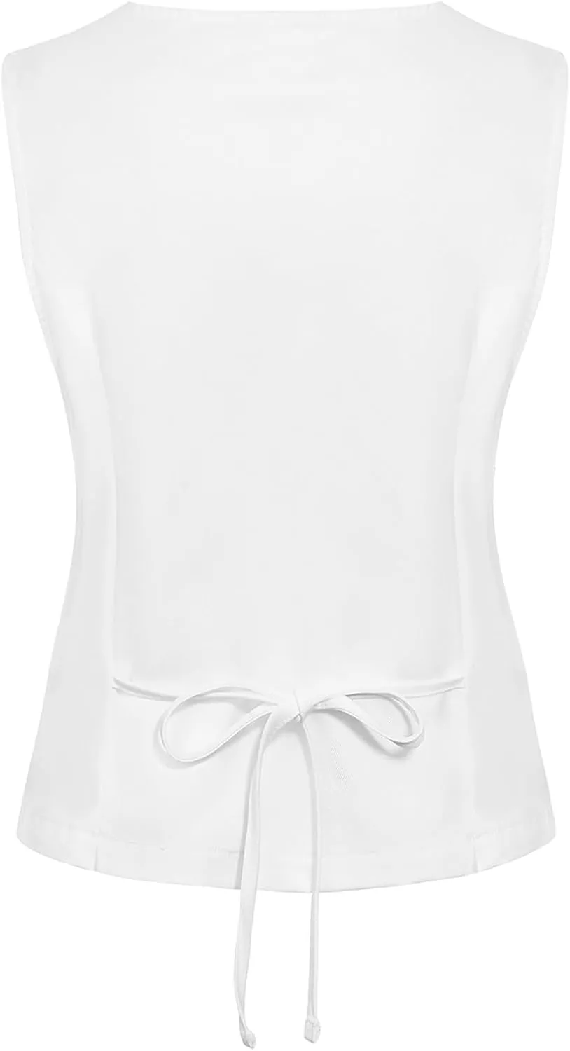 MINTLIMIT Womens Waistcoat Vest Dressy Casual Button Up Sleeveless Tuxedo Suit Vest Fitted Jacket Crop Top