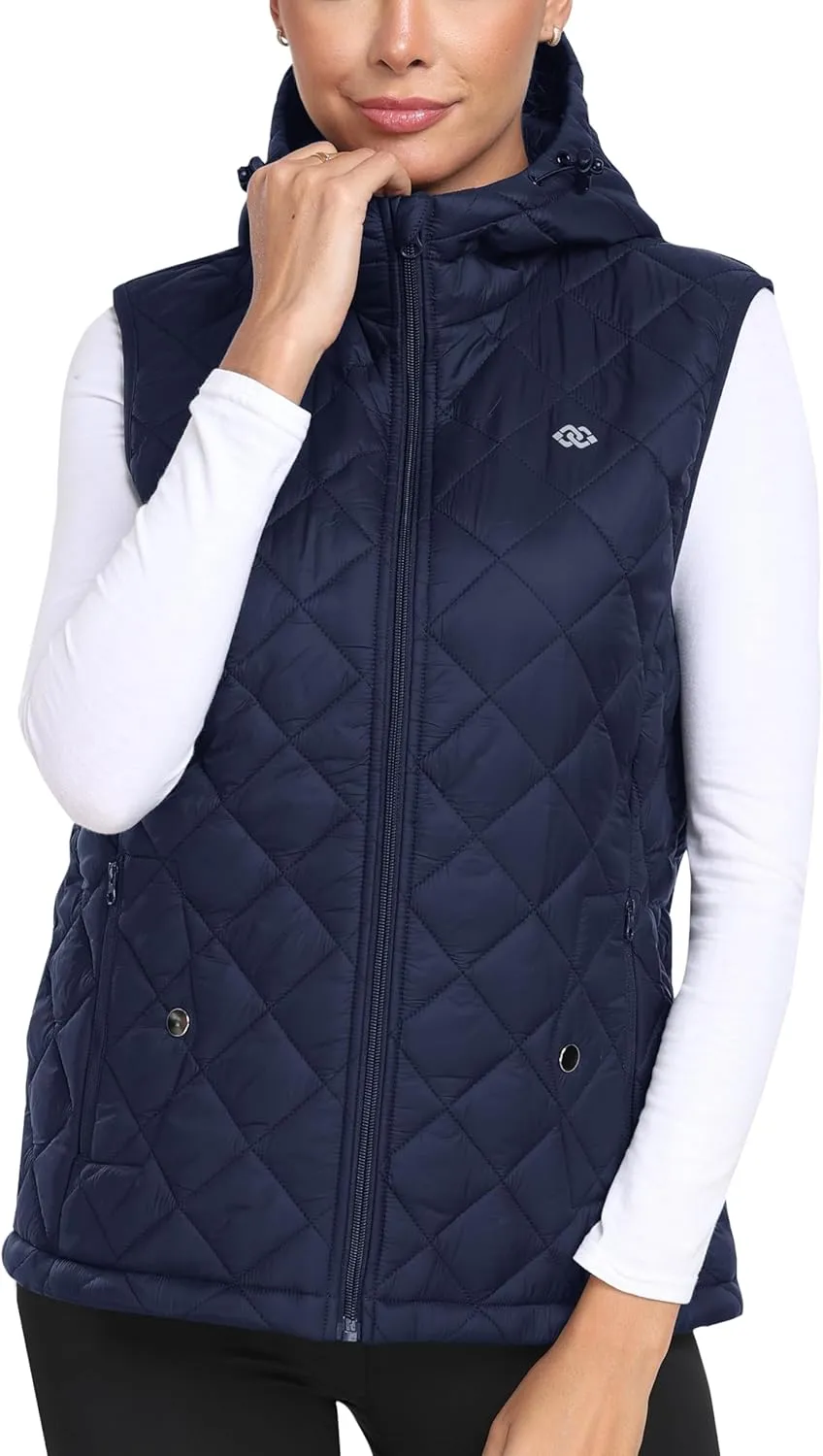 MoFiz Womens Puffer Softshell Vest Hooded Lightweight Insulated Hybrid Down Jacket Full Zip Running Vest