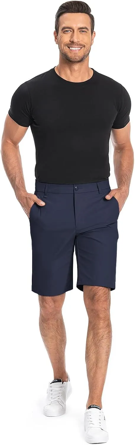 Moosehill Mens Golf Dress Casual Shorts 7" 10" Quick Dry Stretch Anti-Wrinkle Flat Front with 4 Pockets for Work Hybrid Chino