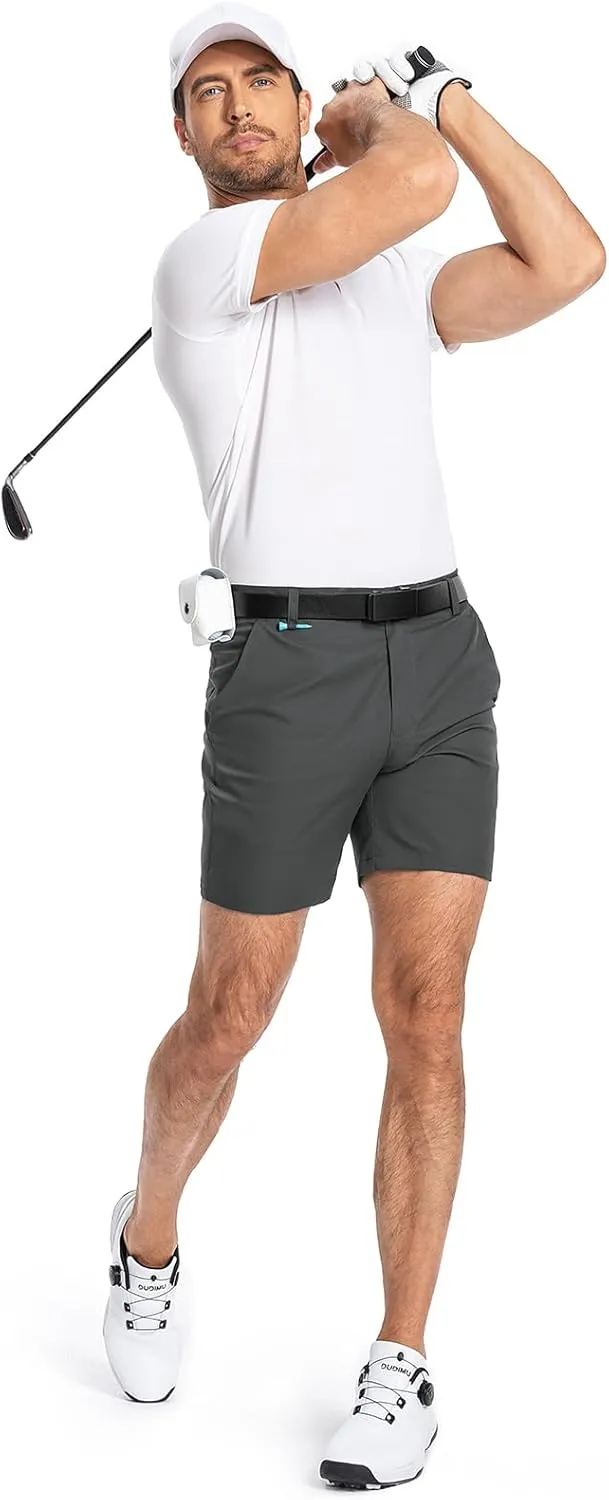 Moosehill Mens Golf Dress Casual Shorts 7" 10" Quick Dry Stretch Anti-Wrinkle Flat Front with 4 Pockets for Work Hybrid Chino