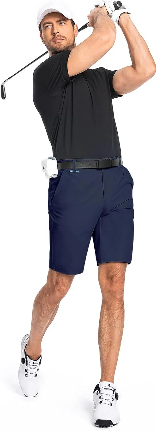 Moosehill Mens Golf Dress Casual Shorts 7" 10" Quick Dry Stretch Anti-Wrinkle Flat Front with 4 Pockets for Work Hybrid Chino
