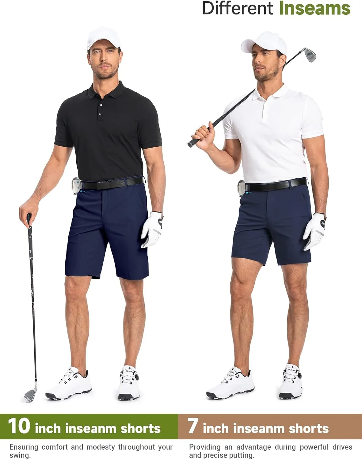 Moosehill Mens Golf Dress Casual Shorts 7" 10" Quick Dry Stretch Anti-Wrinkle Flat Front with 4 Pockets for Work Hybrid Chino