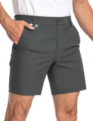Moosehill Mens Golf Dress Casual Shorts 7" 10" Quick Dry Stretch Anti-Wrinkle Flat Front with 4 Pockets for Work Hybrid Chino