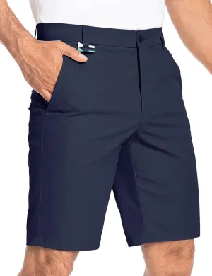 Moosehill Mens Golf Dress Casual Shorts 7" 10" Quick Dry Stretch Anti-Wrinkle Flat Front with 4 Pockets for Work Hybrid Chino