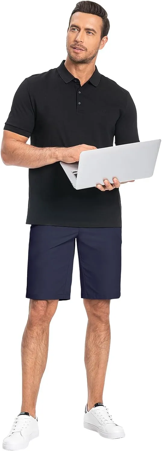 Moosehill Mens Golf Dress Casual Shorts 7" 10" Quick Dry Stretch Anti-Wrinkle Flat Front with 4 Pockets for Work Hybrid Chino