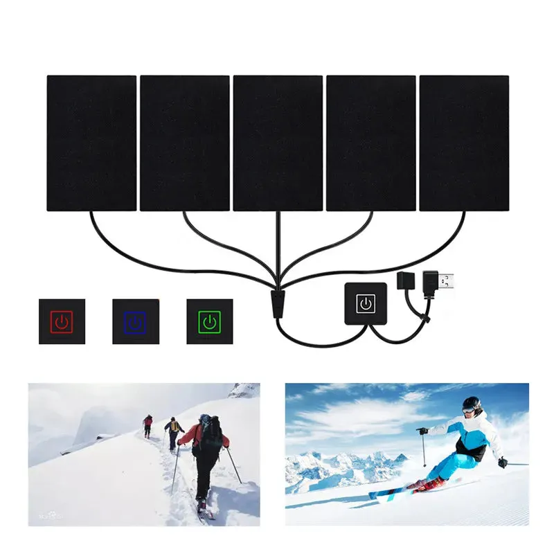 Mountaineering USB Charged Clothing Heating Pad Electric Heating Sheet With 3 Gear Adjustable Temperature For Vest Jacket