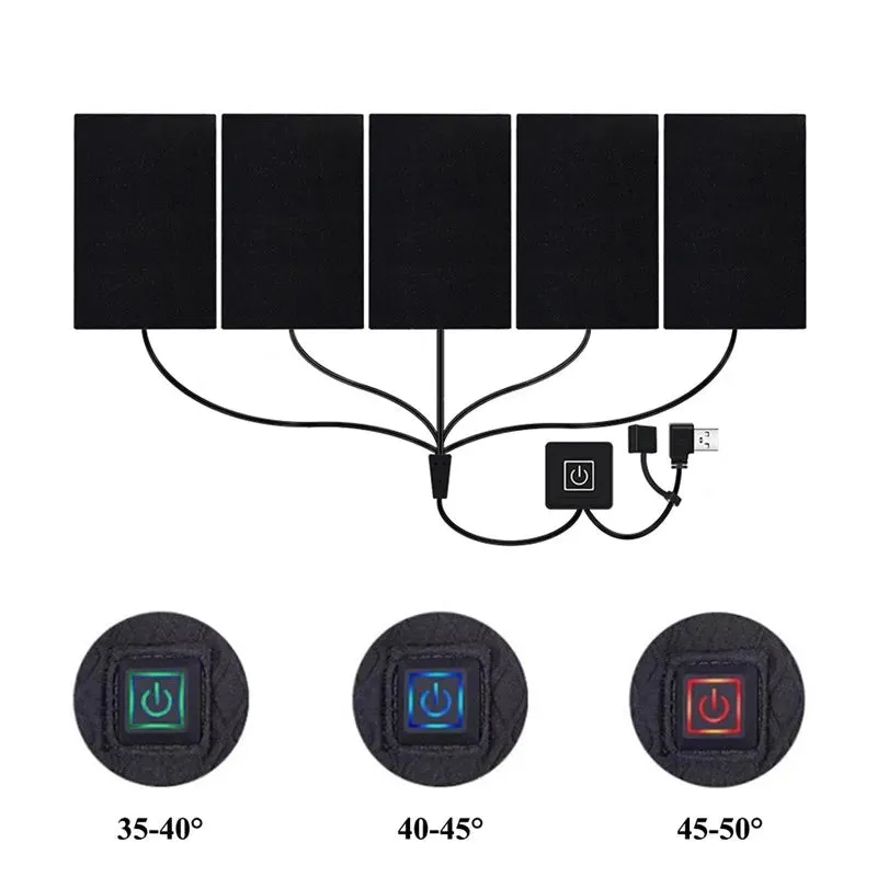 Mountaineering USB Charged Clothing Heating Pad Electric Heating Sheet With 3 Gear Adjustable Temperature For Vest Jacket