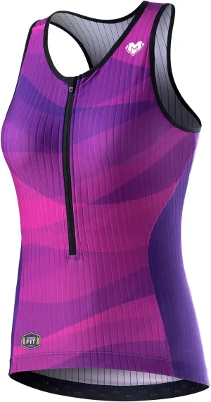 MY KILOMETRE Womens Triathlon Top Tri Singlet Racerback Performance Triathlon Top with Back Pockets
