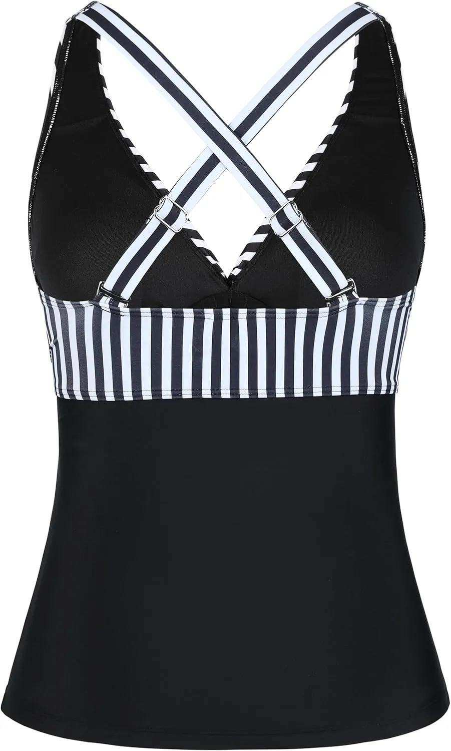 Mycoco Women's Underwire Tankini Top Twist V Neck Push Up Swim Top Ruched Bathing Suit Tops Only