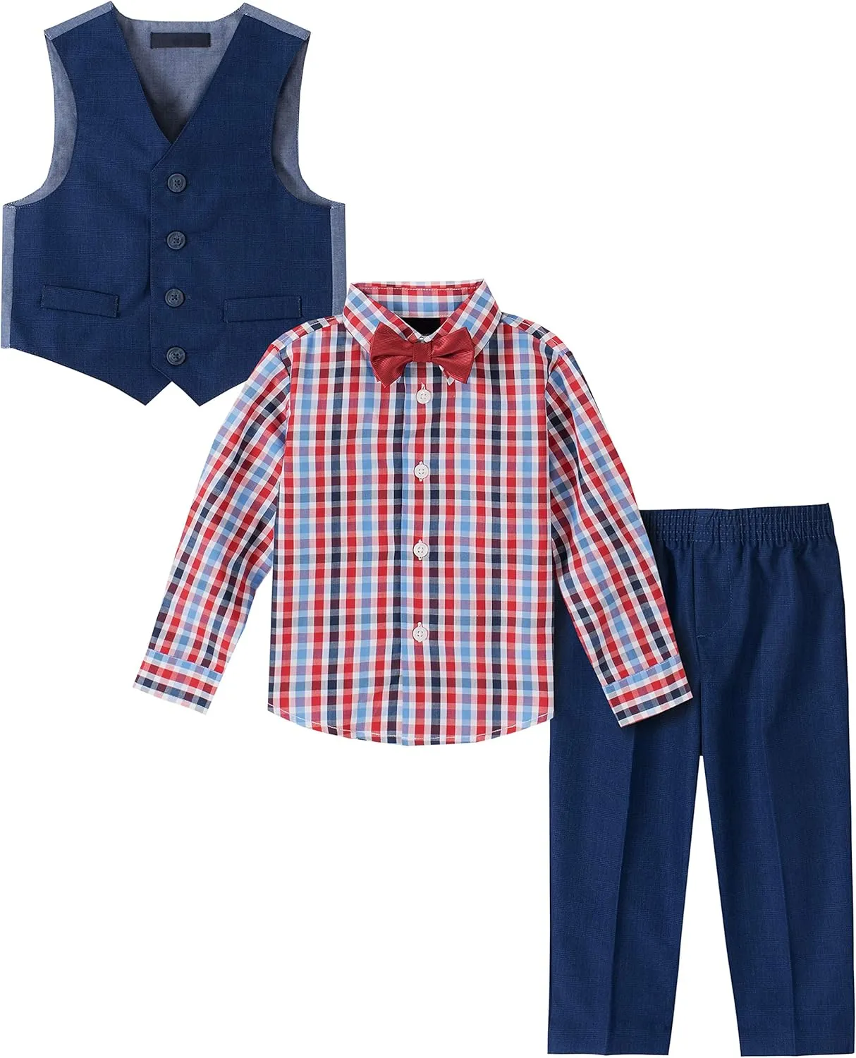 Nautica boys 4 piece Formal Suit Set, Vest, Pants, Collared Dress Shirt, and Tie