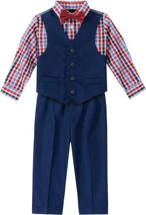 Nautica boys 4 piece Formal Suit Set, Vest, Pants, Collared Dress Shirt, and Tie
