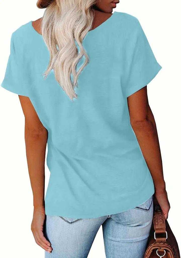 NIUBIA Women's T Shirts Summer Tops Simple Heart Graphic Shirts Sayings Short Sleeve Vacation Casual Blouse Thankful Tee