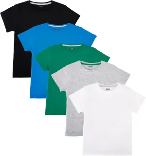 Nutria Kids T-Shirts 100% Cotton Short Sleeves 5Pack Plain Boys Tees Summer Top Children Unisex Girl Tie Dye Solid Color B01