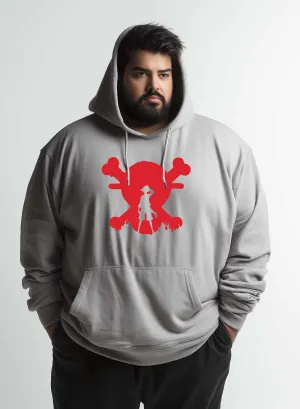One Piece Red Plus Size Hoodie Grey