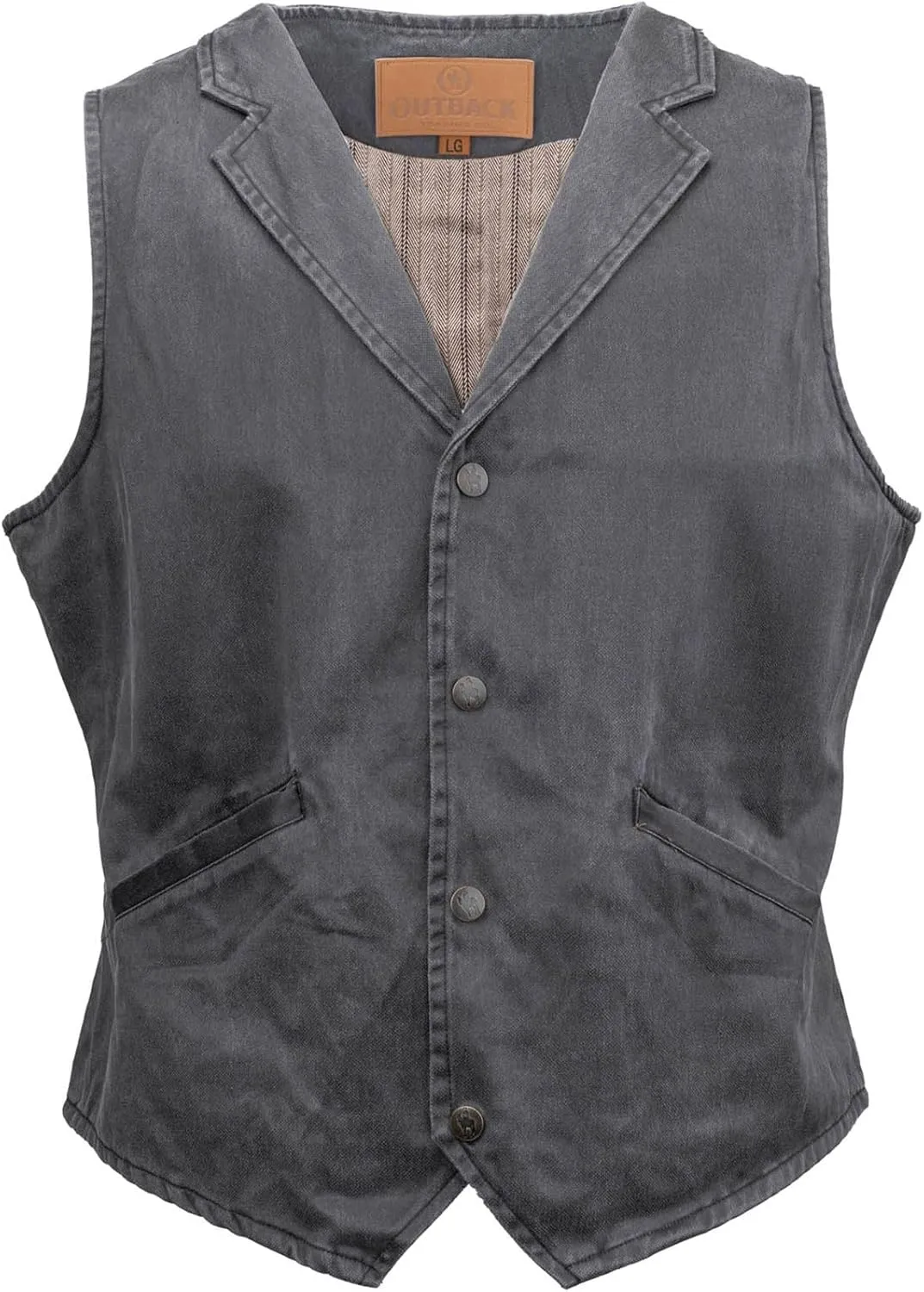 Outback Trading Company Men's Arkansas 2835 Casual Western Outdoor Vintage Canyonland Vest with Snaps & Concealment Pocket
