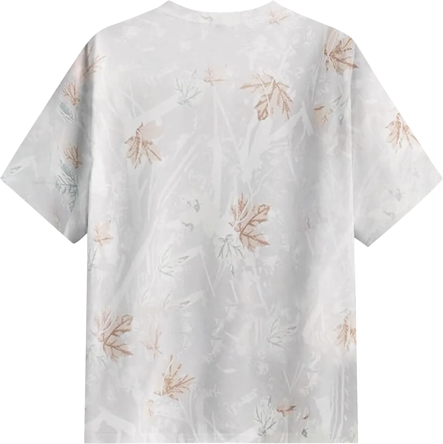 Oversized Camo Shirts for Women Men Maple Leaf Print Short Sleeve Crewneck T-Shirt Casual Loose Y2k Graphic Tee Tops
