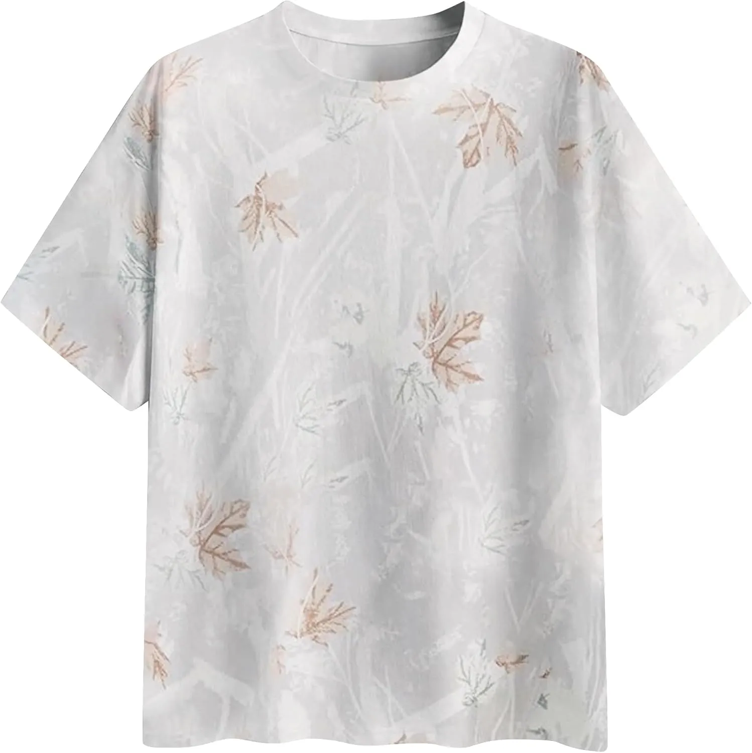 Oversized Camo Shirts for Women Men Maple Leaf Print Short Sleeve Crewneck T-Shirt Casual Loose Y2k Graphic Tee Tops