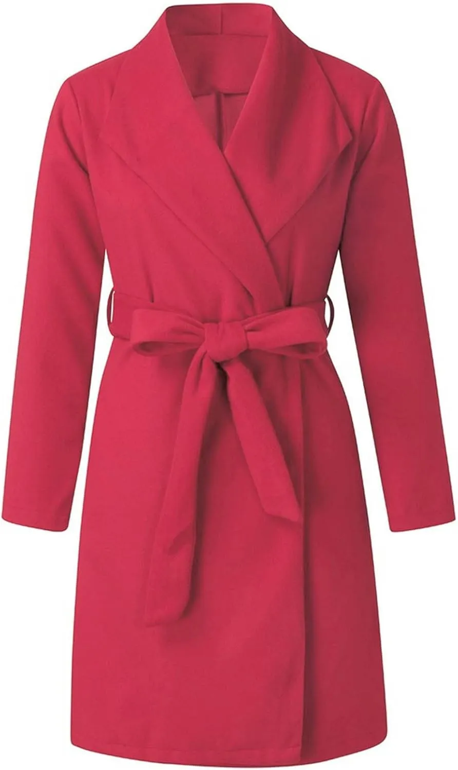 Pea Coats for Women Winter Wool Blend Trench Coat Elegant Double Breasted Lapel Jacket Mid Long Length Dress Coats