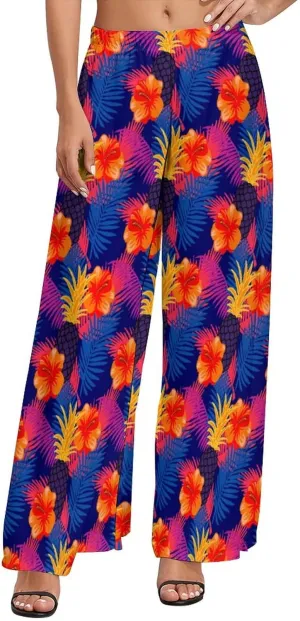 Pineapple Palm-Leaf Flowers BE Zip Off Shoulder Top for Womens Summer Autumn Winter Creativity Top