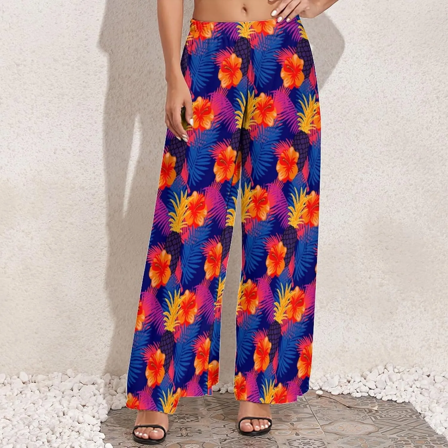 Pineapple Palm-Leaf Flowers BE Zip Off Shoulder Top for Womens Summer Autumn Winter Creativity Top