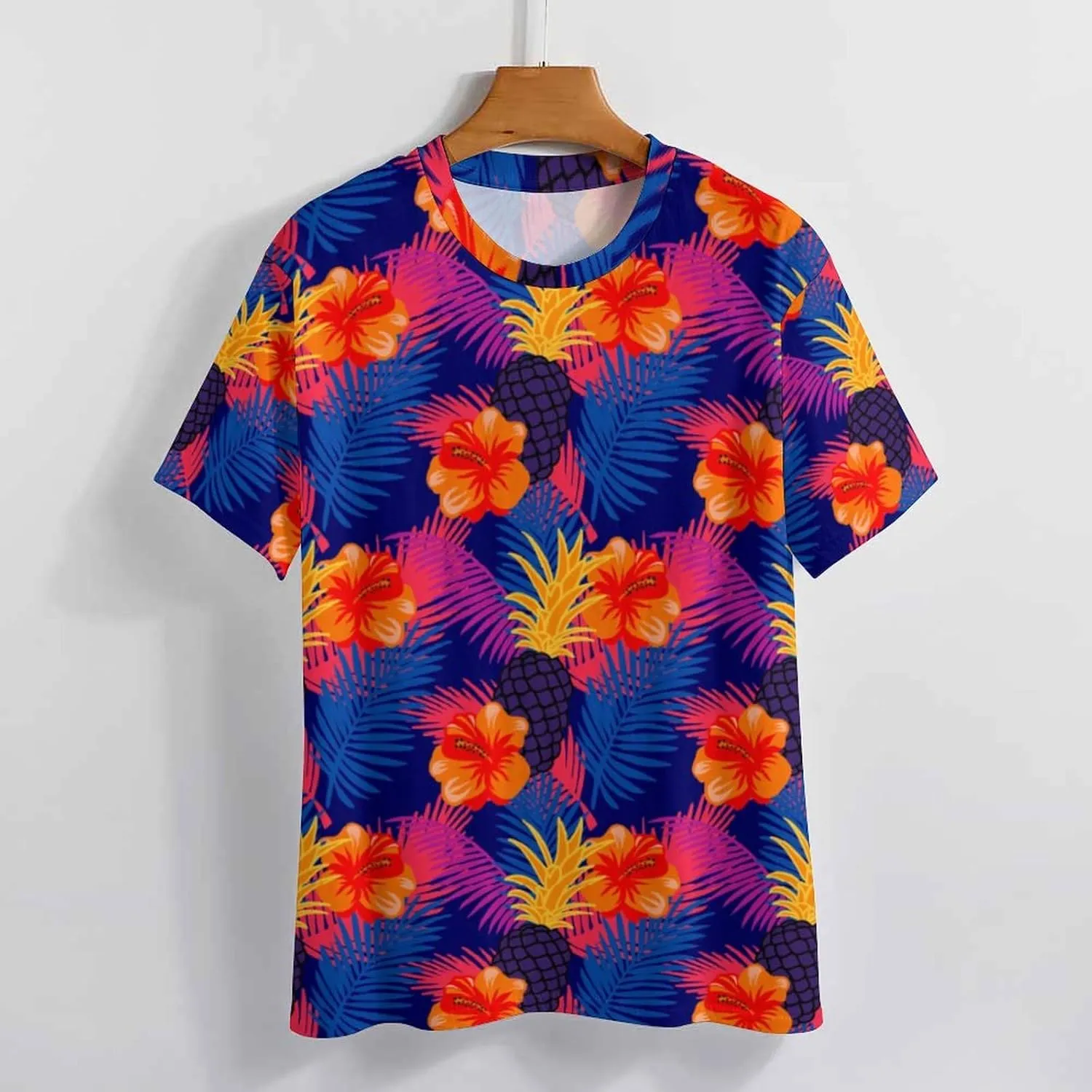 Pineapple Palm-Leaf Flowers BE Zip Off Shoulder Top for Womens Summer Autumn Winter Creativity Top
