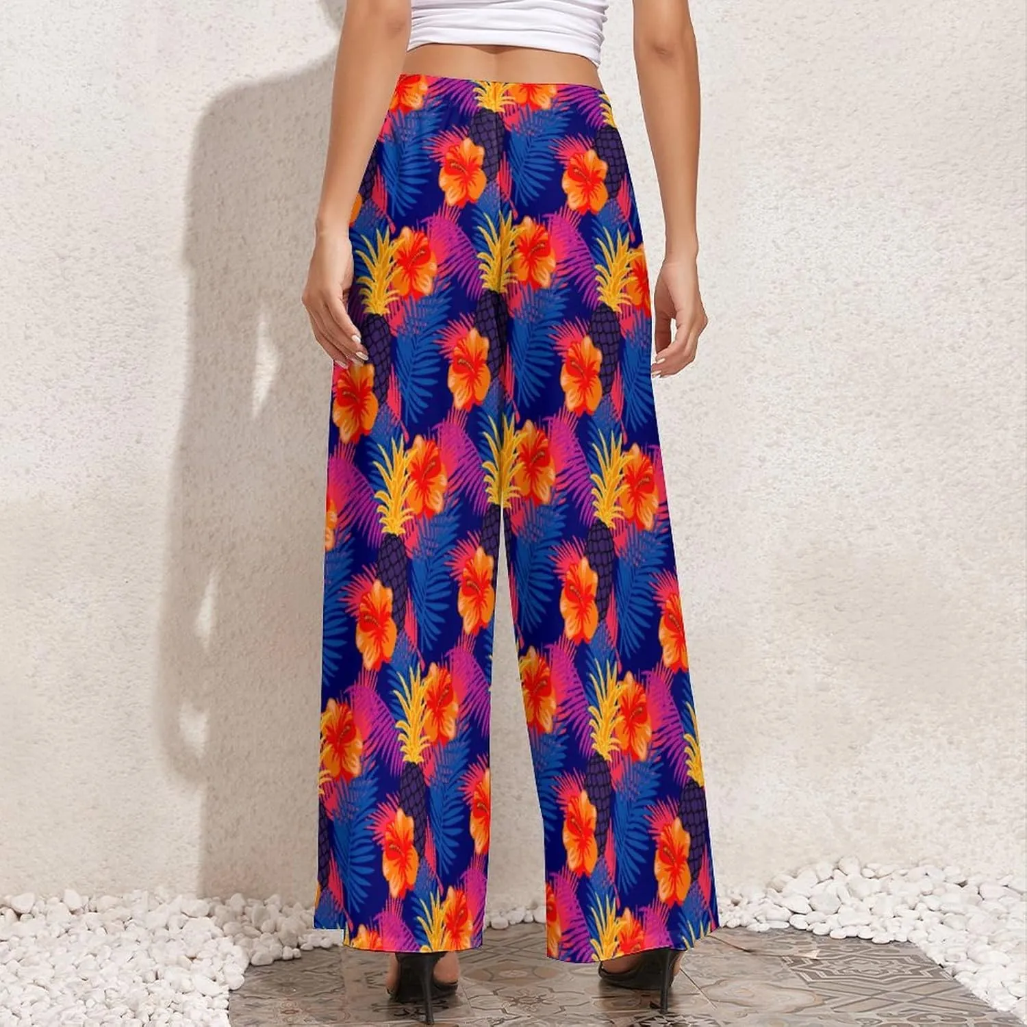 Pineapple Palm-Leaf Flowers BE Zip Off Shoulder Top for Womens Summer Autumn Winter Creativity Top