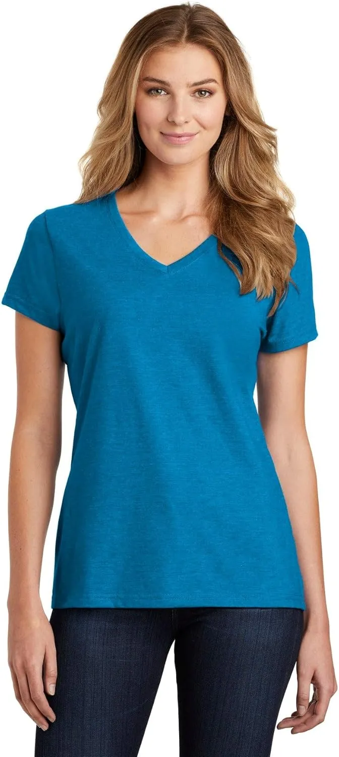 Port & Company LPC455V Ladies Fan Favorite Blend V-Neck Tee - Sapphire Heather - S