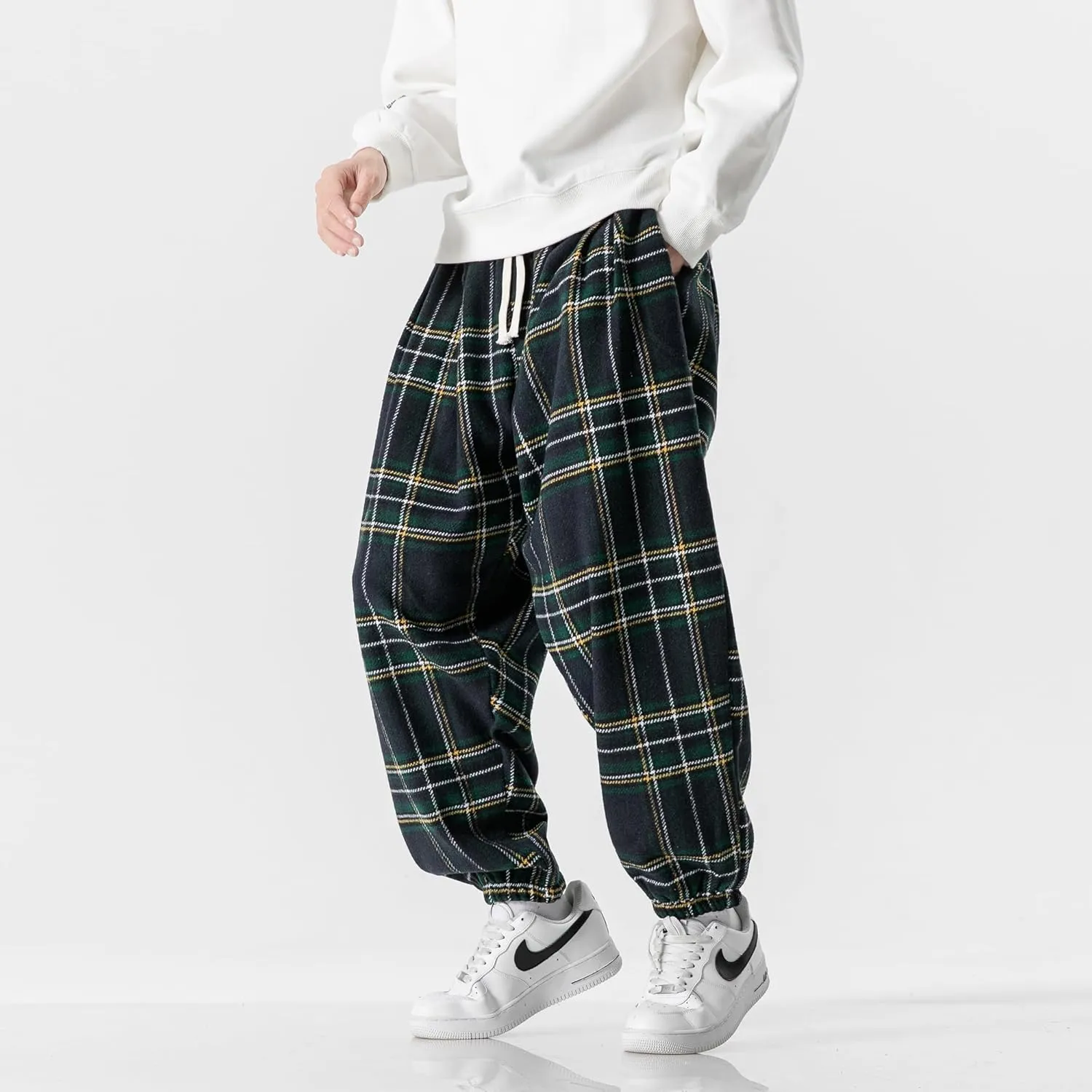 PRIJOUHE Men's Joggers Sweatpants Casual Wide Leg Jogger Pants Lightweight Sweat Pants with Pockets