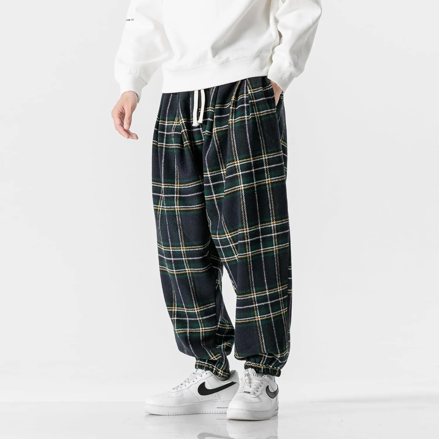 PRIJOUHE Men's Joggers Sweatpants Casual Wide Leg Jogger Pants Lightweight Sweat Pants with Pockets