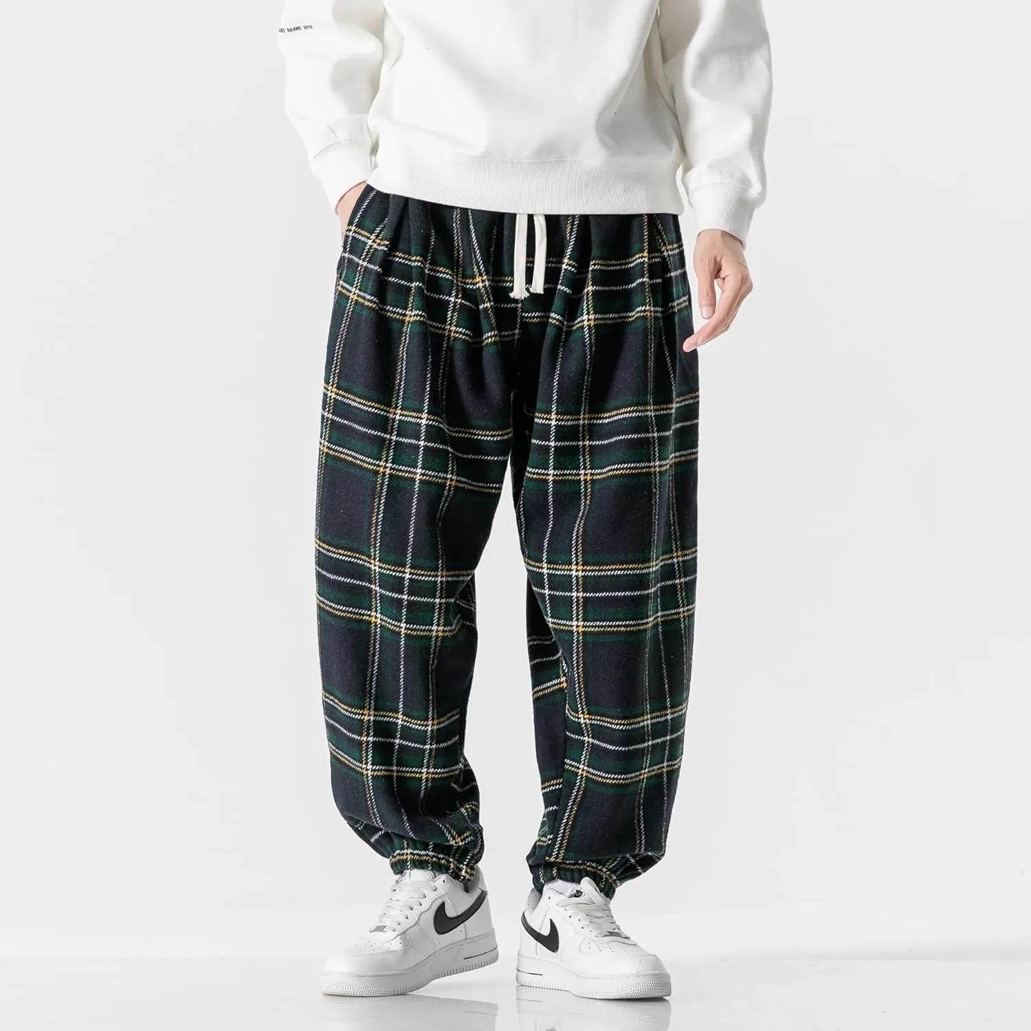 PRIJOUHE Men's Joggers Sweatpants Casual Wide Leg Jogger Pants Lightweight Sweat Pants with Pockets