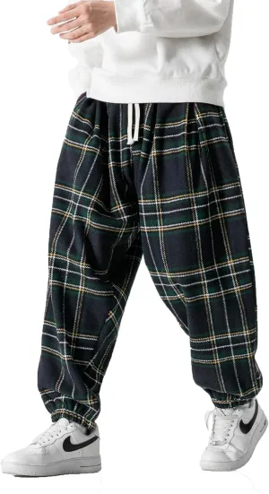 PRIJOUHE Men's Joggers Sweatpants Casual Wide Leg Jogger Pants Lightweight Sweat Pants with Pockets