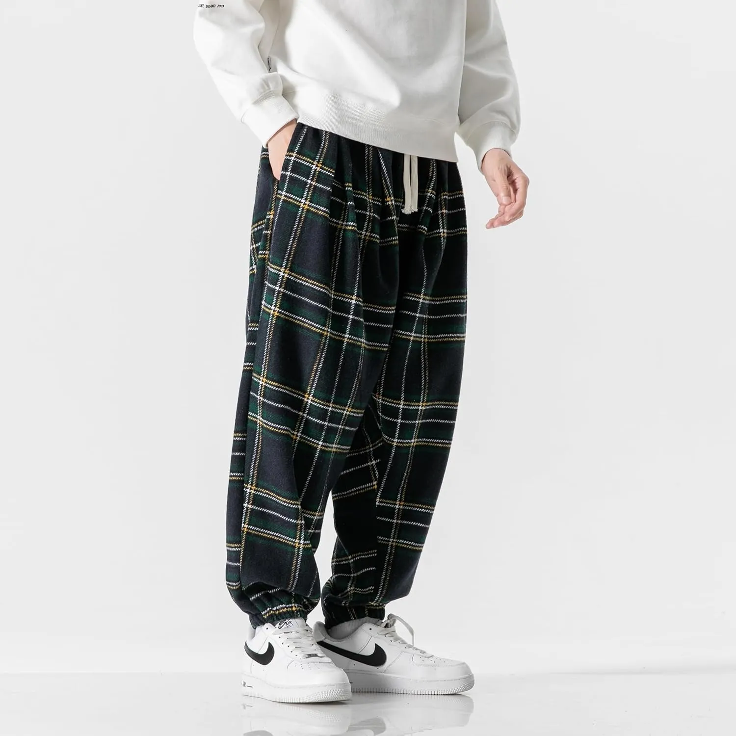 PRIJOUHE Men's Joggers Sweatpants Casual Wide Leg Jogger Pants Lightweight Sweat Pants with Pockets