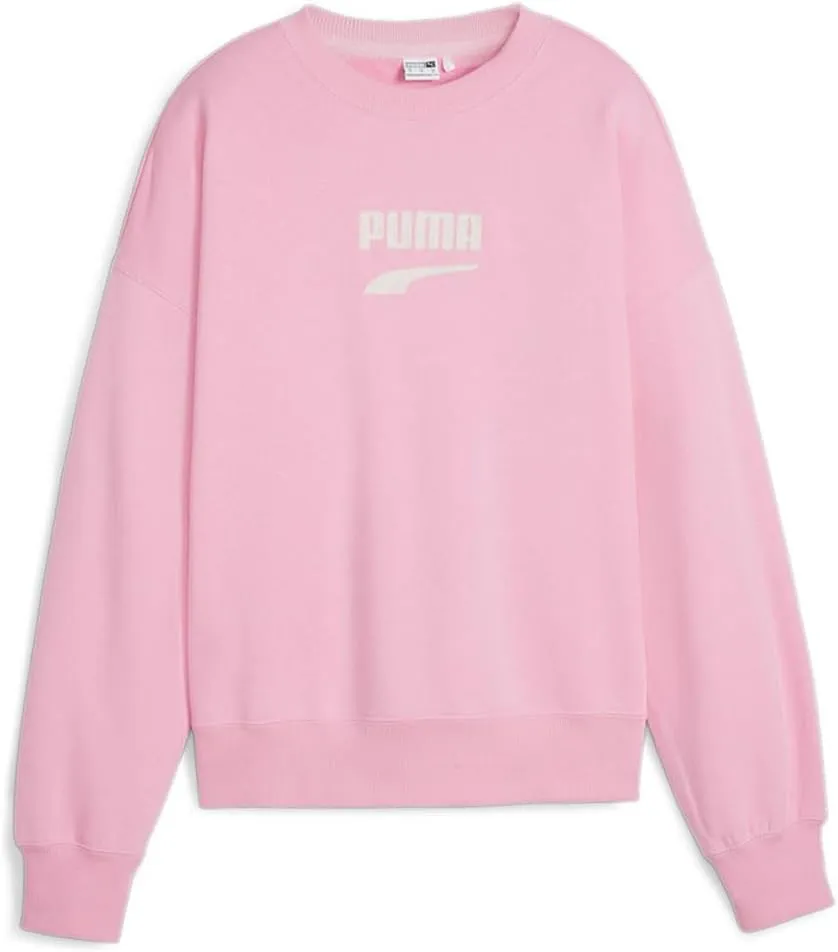 PUMA Womens Downtown Oversized Crew Neck Sweatshirt Casual - Pink - Size S