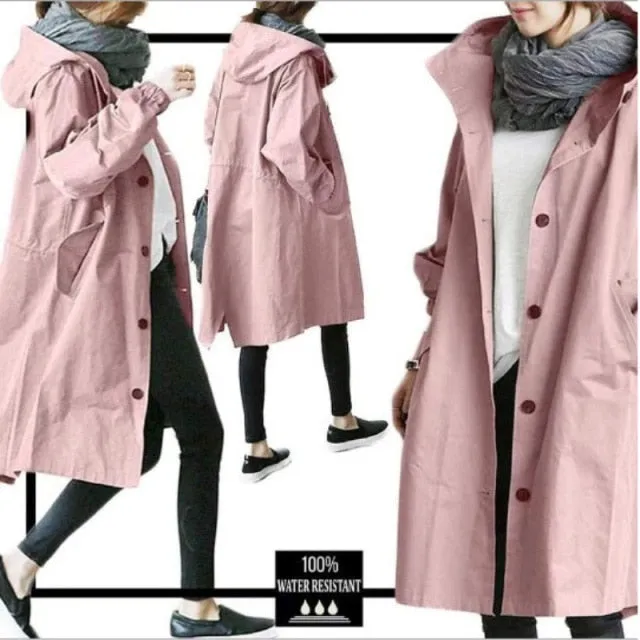 Purpdrank - Fashion Womens Trench Coats Hooded Long  Spring Autumn Windproof Lady Female Casual Clothes 8 Color Windbreaker Korean Style