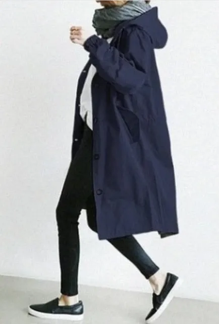 Purpdrank - Fashion Womens Trench Coats Hooded Long  Spring Autumn Windproof Lady Female Casual Clothes 8 Color Windbreaker Korean Style