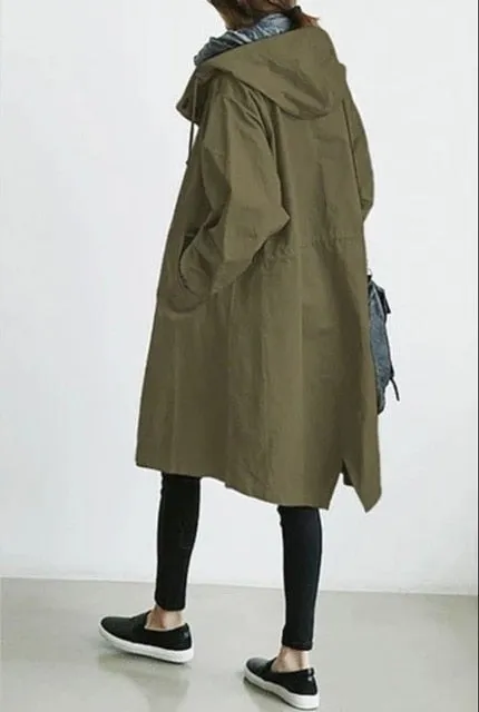 Purpdrank - Fashion Womens Trench Coats Hooded Long  Spring Autumn Windproof Lady Female Casual Clothes 8 Color Windbreaker Korean Style