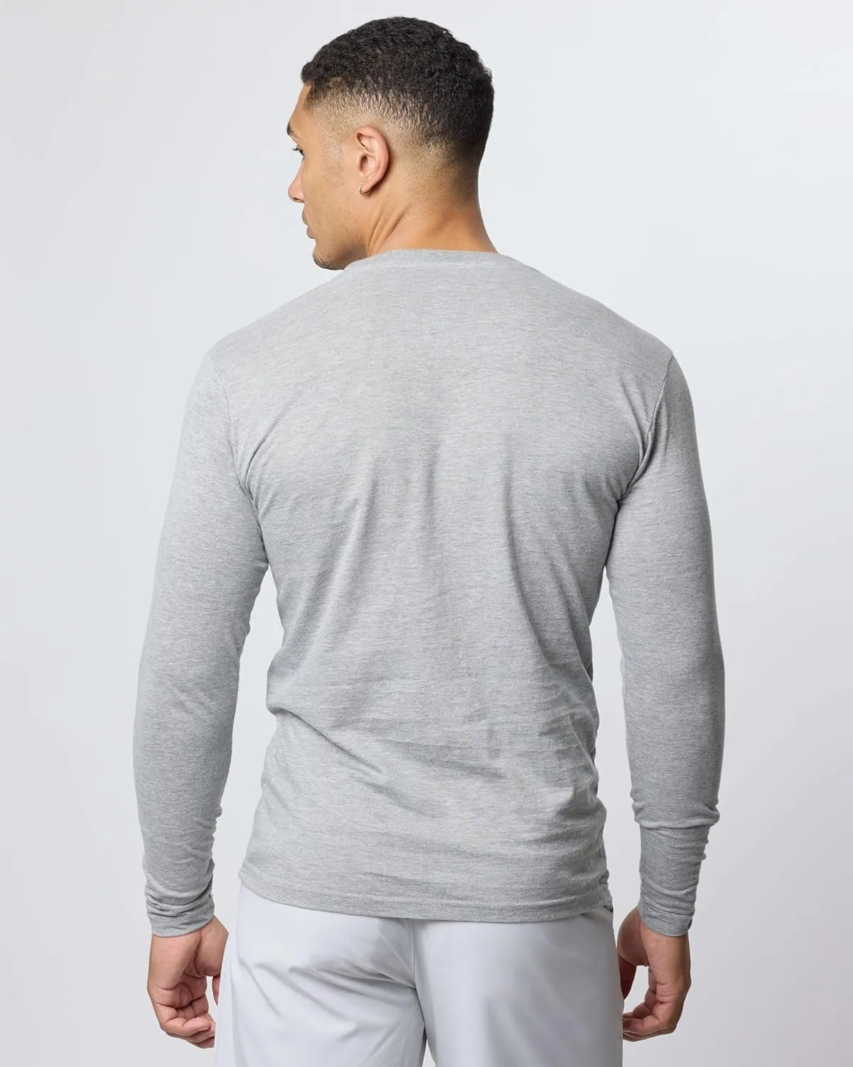 Real Essentials 3 Pack: Men's Cotton Performance Long Sleeve Crew Neck Pocket T-Shirt Athletic Top (Available in Big & Tall)