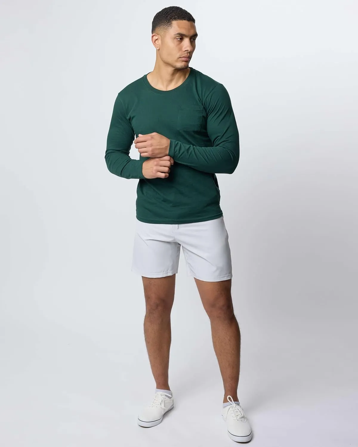 Real Essentials 3 Pack: Men's Cotton Performance Long Sleeve Crew Neck Pocket T-Shirt Athletic Top (Available in Big & Tall)