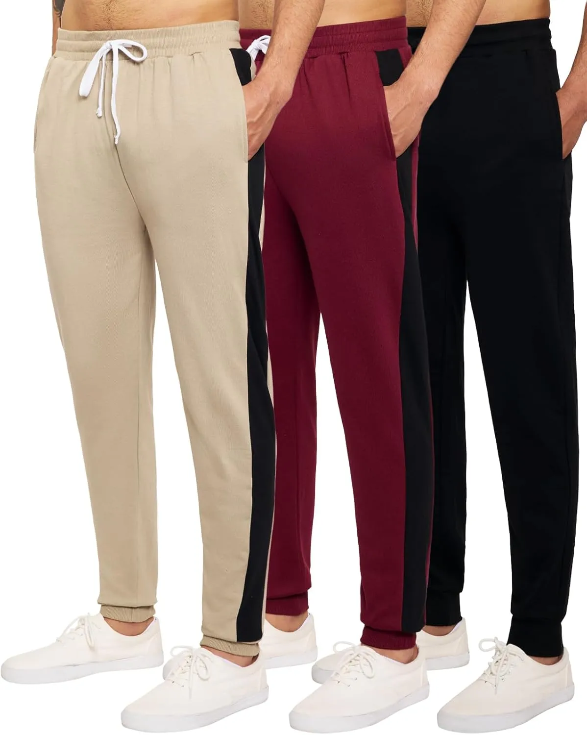 Real Essentials 3 Pack: Men's Tech Fleece Ultra-Soft Jogger Athletic Sweatpants with Pockets (Available in Big & Tall)