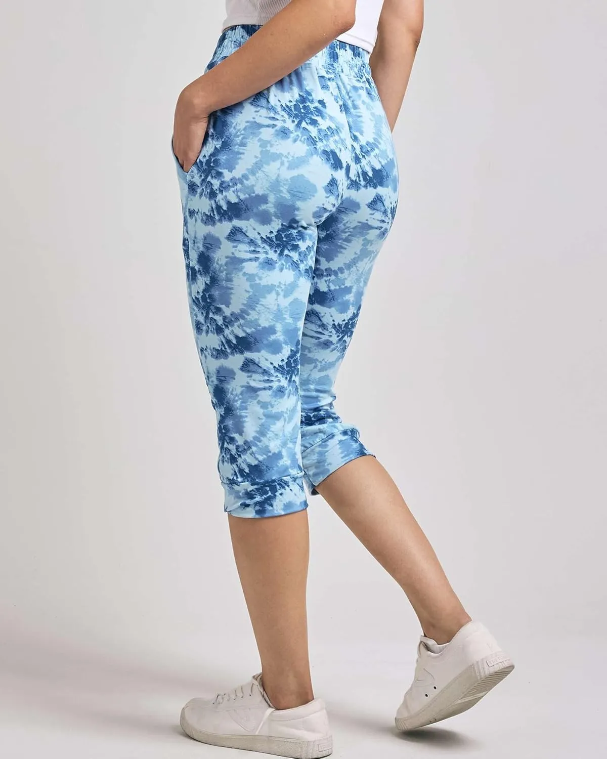 Real Essentials 3-Pack: Women's Ultra Soft Lounge Capri Joggers Sweatpants Athletic Yoga with Pockets(Available in Plus Size)