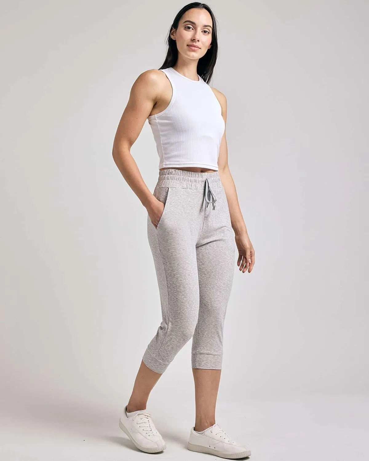 Real Essentials 3-Pack: Women's Ultra Soft Lounge Capri Joggers Sweatpants Athletic Yoga with Pockets(Available in Plus Size)