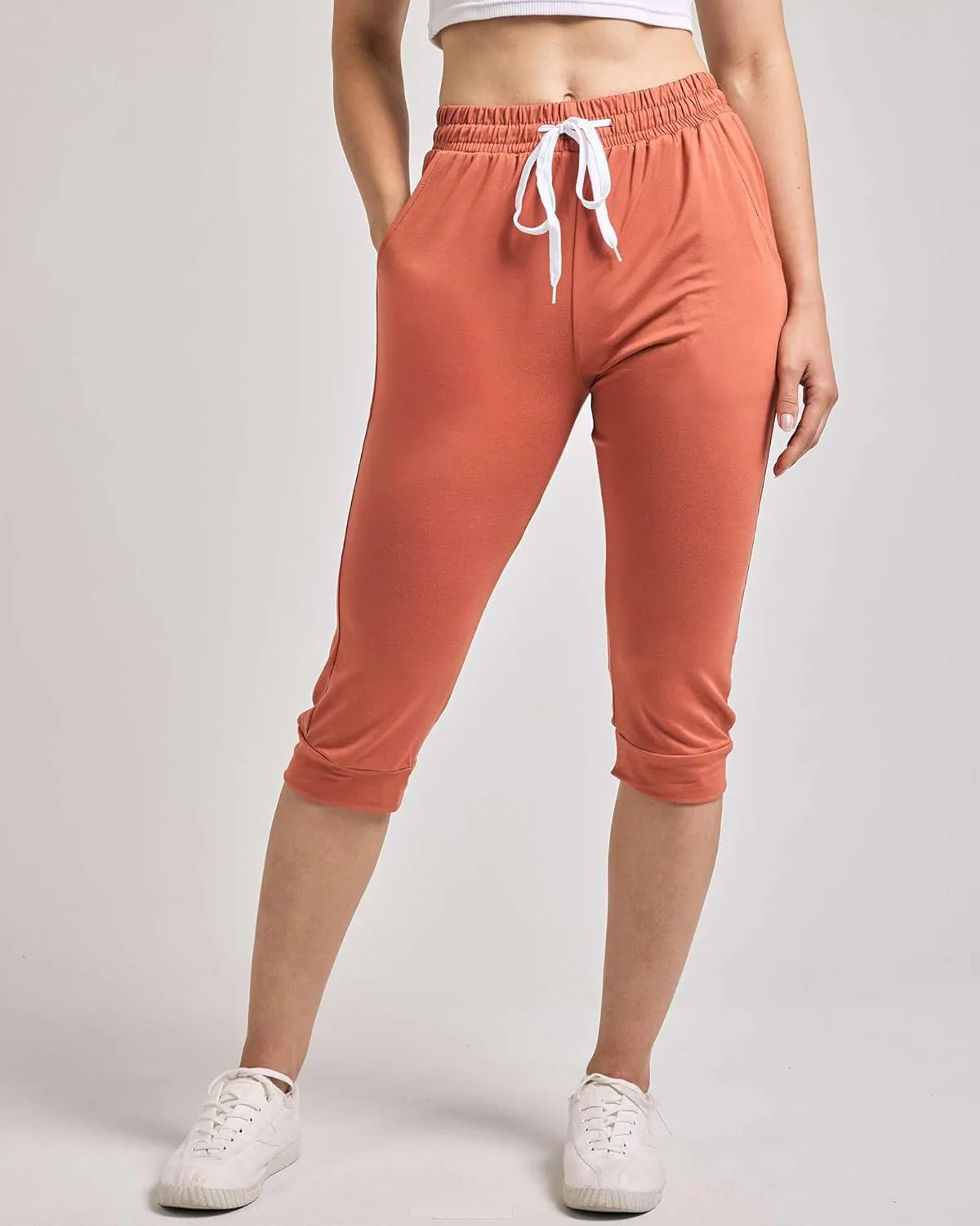 Real Essentials 3-Pack: Women's Ultra Soft Lounge Capri Joggers Sweatpants Athletic Yoga with Pockets(Available in Plus Size)