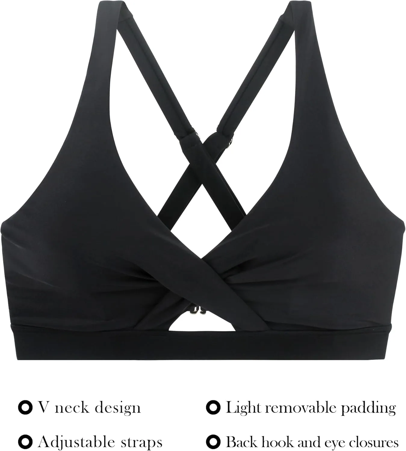 RELLECIGA Womens Bikini Top Push Up Padded Swim Top V Neck Bathing Suit Tops