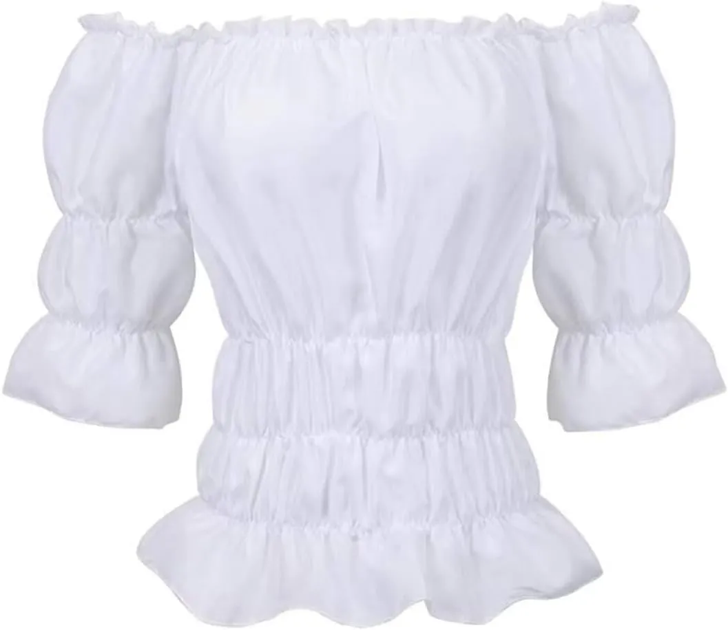 Renaissance Costume Women Set Pirate Vest Shirt Medieval Chemise Dress Peasant Tops Irish Under Dress