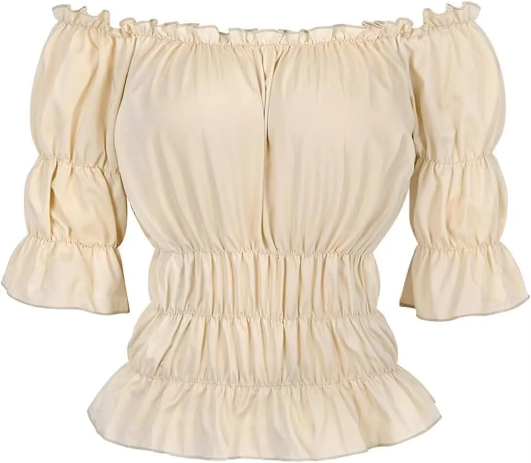 Renaissance Costume Women Set Pirate Vest Shirt Medieval Dress Peasant Tops Irish Dress