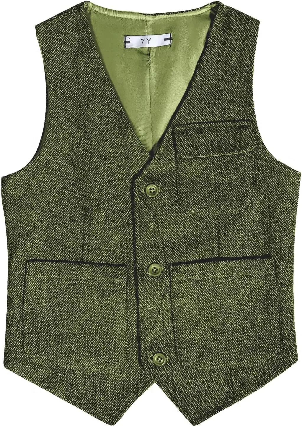 Retro Boys Tweed Vest for Kids Formal Dress Herringbone Suit Vest for Toddler Boy Wedding Waistcoat